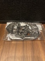 Metal Hell on Wheels Skeleton on Motorcycle w/Wings Belt Buckle