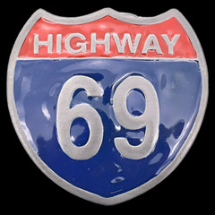 Highway 69 Road Sign Joke Sexy Kink Funny Belt Buckle
