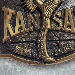 Kansas Keeper of the Plains Belt Buckle Bergamot Brass Works BB-0067 Vintage