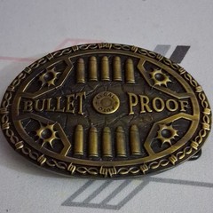 Men&rsquo;s Western « Bullet Proof » Bullet Pattern Metal Belt Buckle Gold/Black