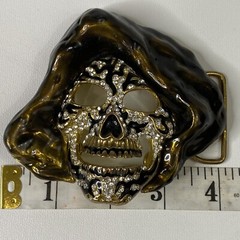 Skull Belt Buckle Grim Reaper Diamond (faux) Encrusted Bad A$$