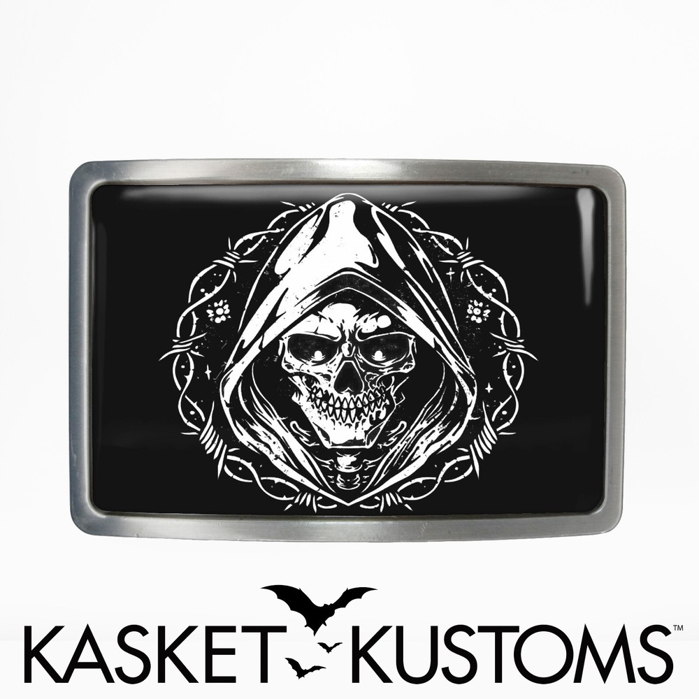 Grim Reaper Belt Buckle – Gothic Death Skeleton Handmade Belt Buckle – 1006-3
