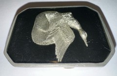 Vintage Bill Callahan Wildlife in Pewter Silver Bird Dog Belt Buckle Duck