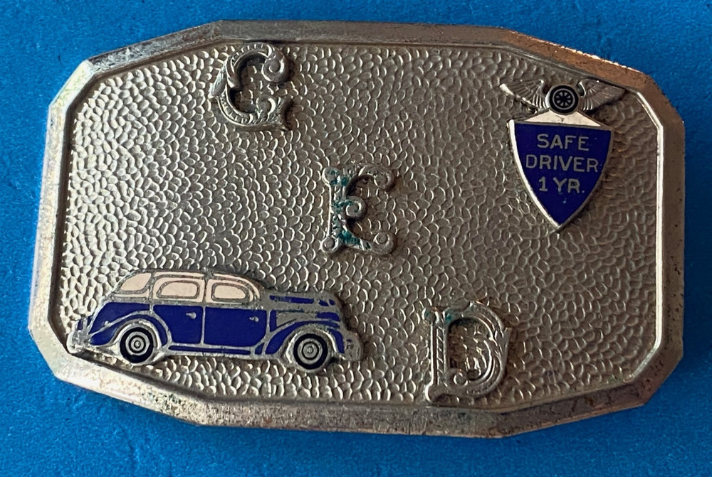 Vintage 40&rsquo;s Hook Fast chauffeur Safe Driver Belt Buckle Award Limousine Packard