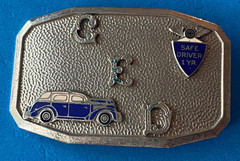 Vintage 40&rsquo;s Hook Fast chauffeur Safe Driver Belt Buckle Award Limousine Packard
