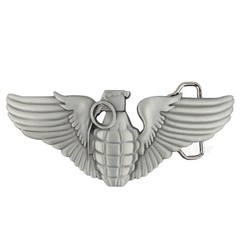 Grenade Angel Wings Belt Buckle Military Memorial Silver Tone Fits 1.5&Prime; Belt