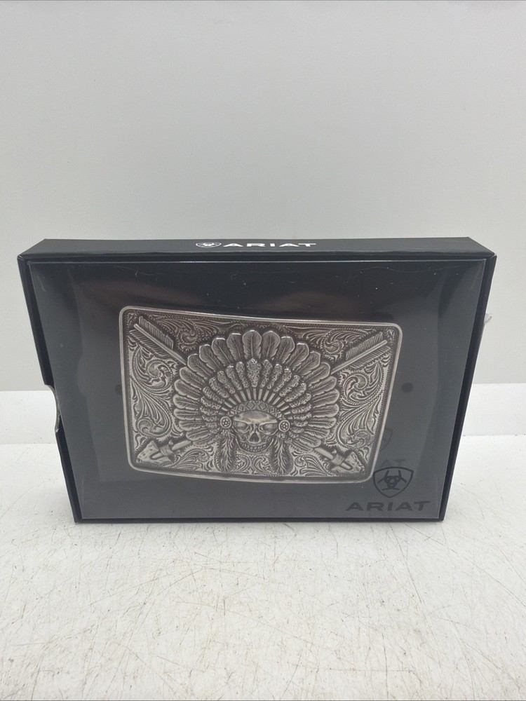 Ariat Men&rsquo;s Rectangle Chief Skull Buckle A37009 New
