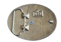 Mens W USA Square-Dancing Western 2-Tone Oval Belt Buckle