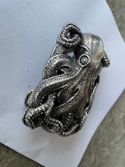 Vintage Silver Octopus Belt Buckle Intricate Tentacle Design Western Style
