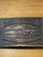 Vintage Wells Fargo and Company Bankers and Forwarders Rectangular Belt Buckle