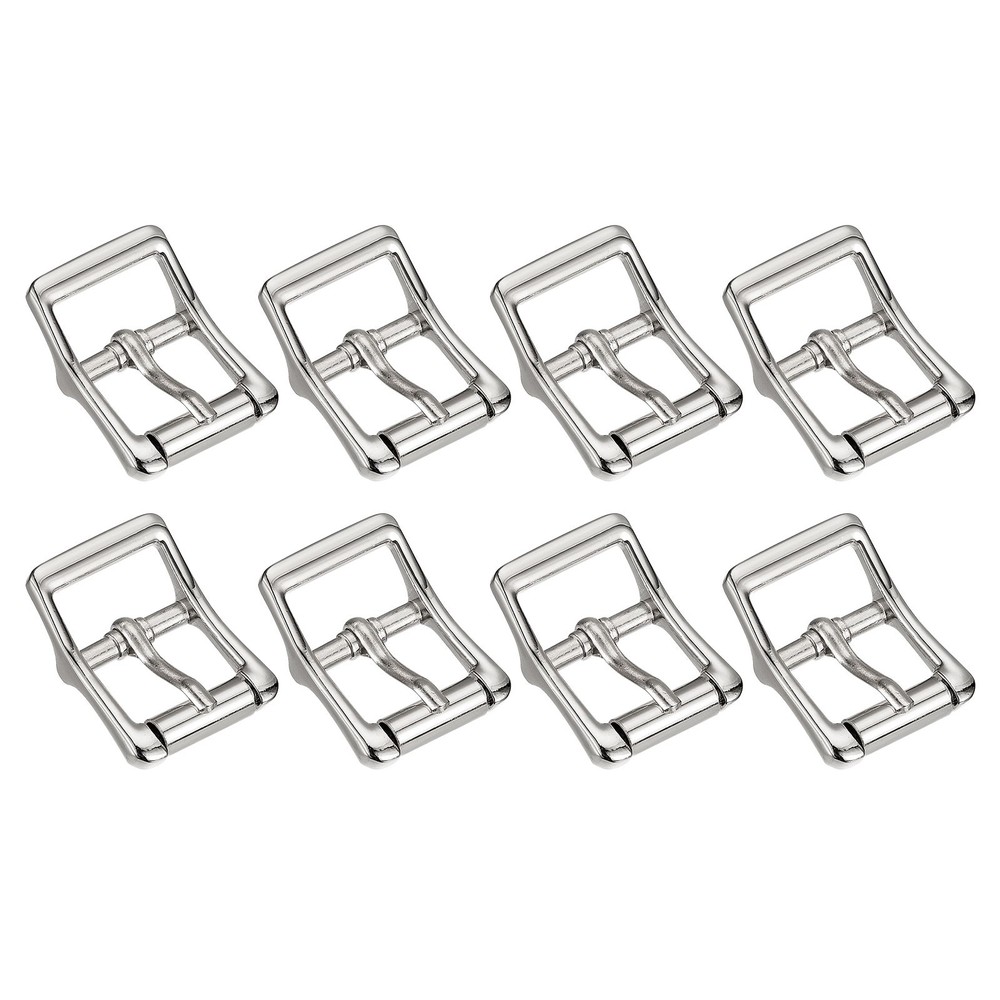 8Pcs 0.87&Prime; Single Prong Belt Buckle Square Center Bar Buckles for Belt Silver