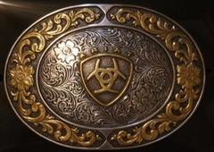 Ariat® Oval Engraved Silver & Gold tone Belt Buckle A37020