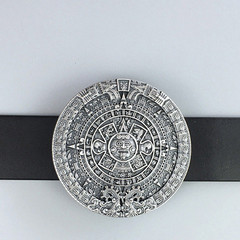 Western Zinc alloy Leather Belt Buckle Aztec Solar Calendar Stone Shape Pattern