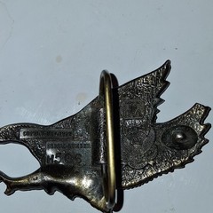 Vintage Eagle Bird Metal Clip Belt Buckle Silver/Brown USA Marked H506 1.5&Prime;