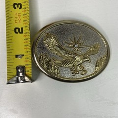 Men&rsquo;s Western Eagle Oval Belt Buckle Silver Gold Tone Metal Fits 2 in Belt