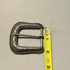 Rope Edge Western Engraved Vintage Belt Buckle 1 1/2&Prime; Silver Tone
