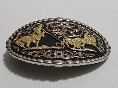 MONTANA SILVERSMITHS Tri Color Cowboy UP & Tri Color Horse & Ruby BUCKLES