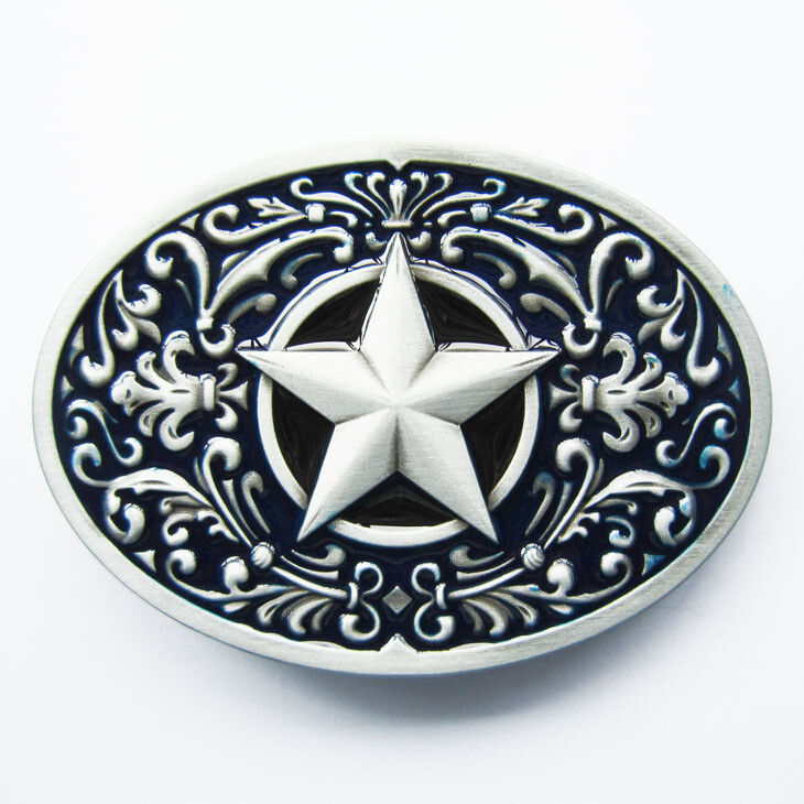Flower Star Western Blue Enamel Metal Fashion Belt Buckle
