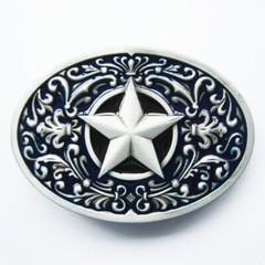 Flower Star Western Blue Enamel Metal Fashion Belt Buckle