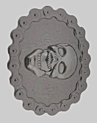 Skull Belt Buckles Tribal Gunmetal Gray Vintage Costume Skeleton Halloween Party