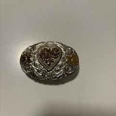 VTG Female Crumrine Silver-gold Western Belt Buckle, Heart Made In USA