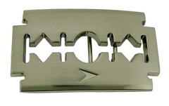 Razor Blade Belt Buckles Barber Shop Hairdresser Hair Stylist Tool Silver Chrome