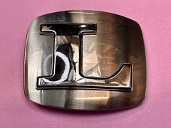 Custom Initial Letter L Silver Tone Outlined Reflective Men Women Belt Buckle