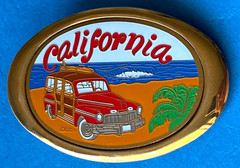 Vintage California Surfing Beach woody Wagon Belt Buckle Same size as Pacifica