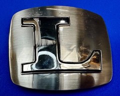 Custom Initial Letter L Silver Tone Outlined Reflective Men Women Belt Buckle