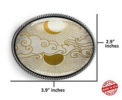 Minimalist Sun and Moon Belt Buckle – Celestial Handmade Silver Buckle – 918-2