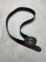 Vintage Bottle Opener Metal Belt Buckle & Leather Belt Itsus Beverage 1957