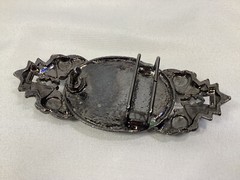 Silver Color Oval Western Black Onyx Cabochon Cab Gem Belt Buckle