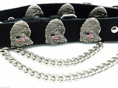 Eagle Flag Leather Biker Western Boot Straps W Chain Buckle Women&rsquo;s Men PAIR