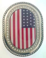 US Flag Belt Buckle American Men Women Happy 4th Gift Western Silver Rodeo Style