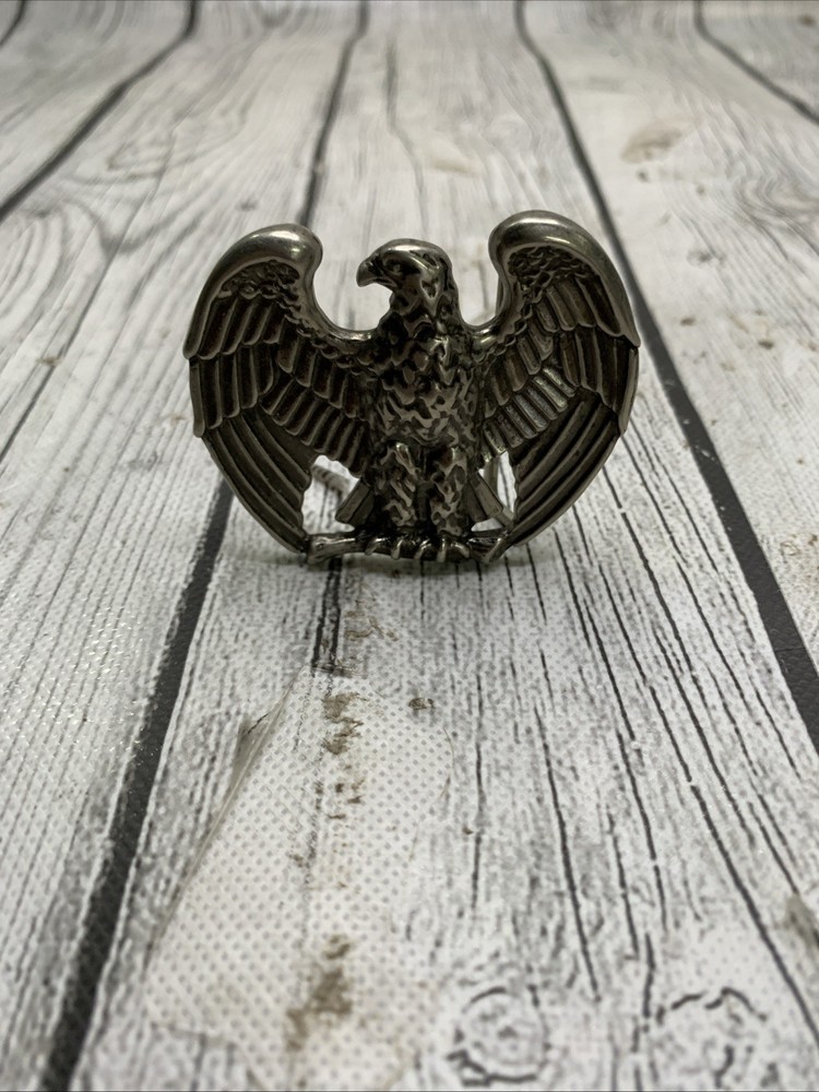 Vintage AVON Signed Pewter Tone American Eagle 1980s Belt Buckle Patriotic