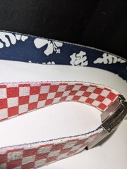 VANS OFF THE WALL BELT & BUCKLE RED CHECK BLUE FLORAL DESIGN