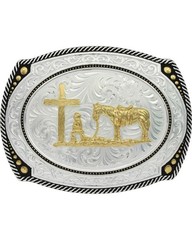 Montana Silversmiths Men&rsquo;s Men'S Large Roped Christian Cowboy Belt Buckle –
