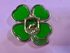 Lucky Four Leaf Clover Enameled Shamrock Large Belt Buckle with Bottle Opener