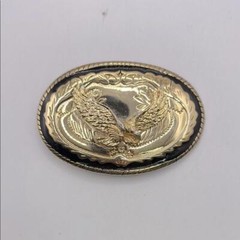 Vintage Gold Tone Black Bald Eagle Bird Belt Buckle Made In USA