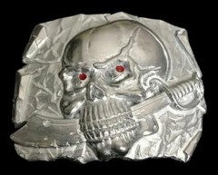 PIRATE SKULL SWORDS HUMAN BELT BUCKLE