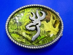 Browning Logo Deer Buck Doe Hunting Hunters Camouflage USA Belt Buckle