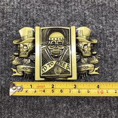 Antique Brushed Skull Belt Buckle with Lighter, Stock in US