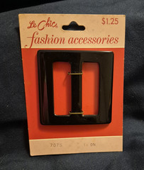 Vintage Le Chic Black Plastic Frame Belt Buckle Fits 1 in Belt Width