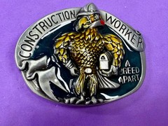 Construction Worker , Rooster Cock A Breed Apart Belt Buckle In New Condition!