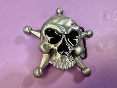 Creepy Skull Grinning Teeth Five Point Star Gothic Punk Cutout Belt Buckle