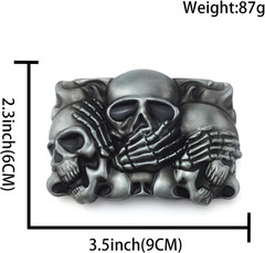 Skull Head Belt Buckle for Mens Western Cowboy