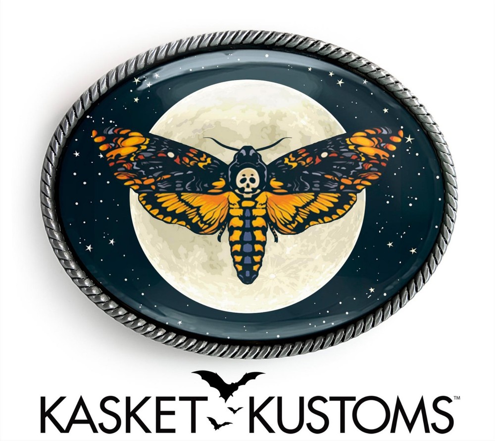 Alchemy Belt Buckle – Celestial Death Head Moth Handmade Silver Buckle – 155-5