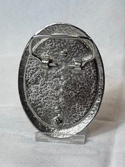 Vtg Western Style Belt Buckle Silvertone And Polished Flat Multicolor Stone