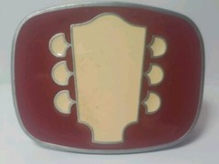Belt Buckle – Guitar Tuning Head – RJ – 3 »x2.25 » Cream & Burgundy Pewter TNN
