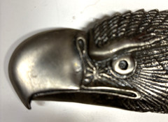 MM Limited Chicago Brass Bald Eagle Head Belt Buckle 5&Prime; Wide #120 Vintage 1975